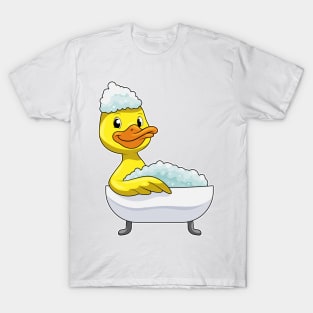 Duck at Bathing with Bathtub & Foam T-Shirt